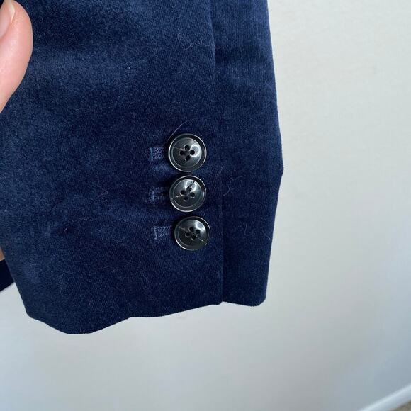 BANANA REPUBLIC Long and Lean Blazer Blue Velvet Size 2 Holiday Party Navy - Picture 6 of 6